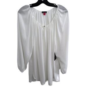 Vince Camuto Women's Boho Loose Style White Sheer Blouse 3/4 Sleeve - 2X NWT